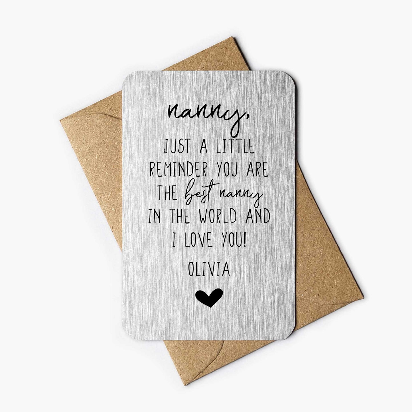 Personalised Best Nanny Wallet Card