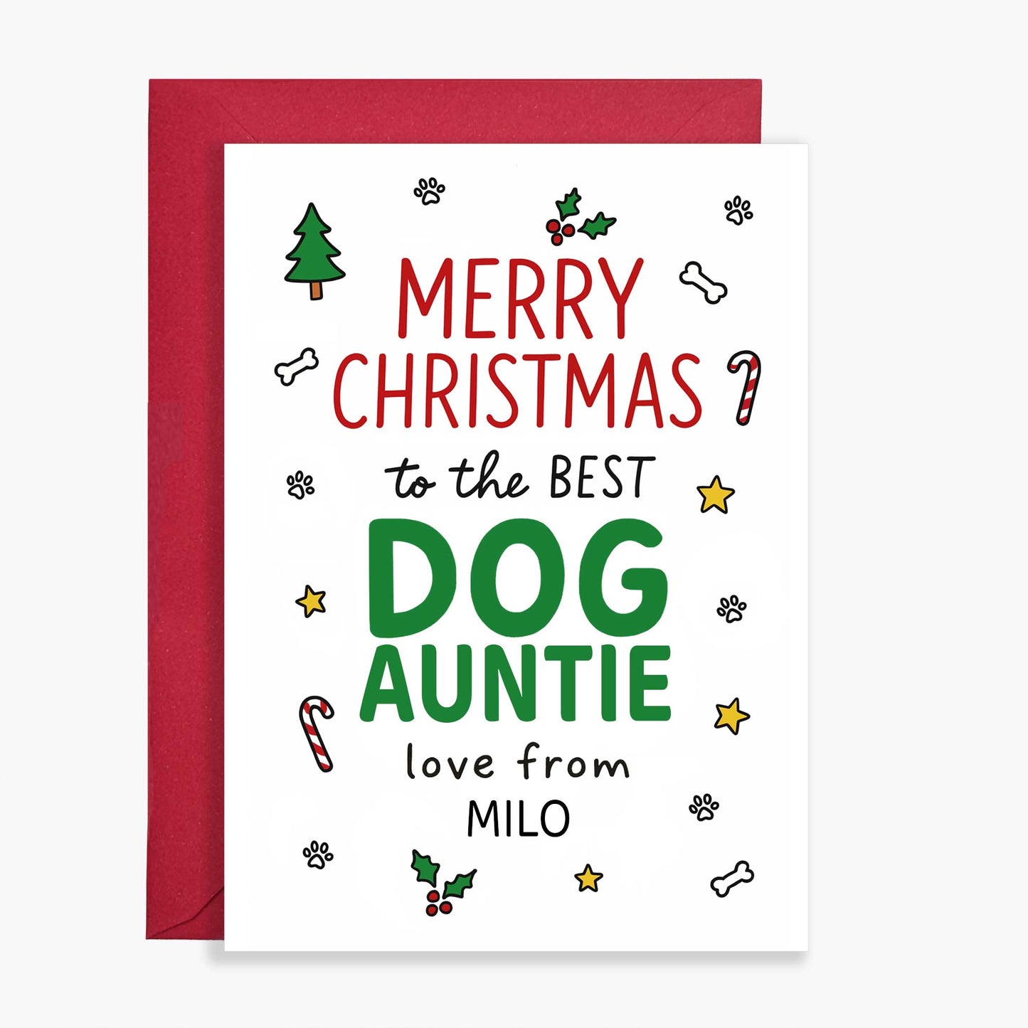 Personalised Dog Auntie Christmas Card