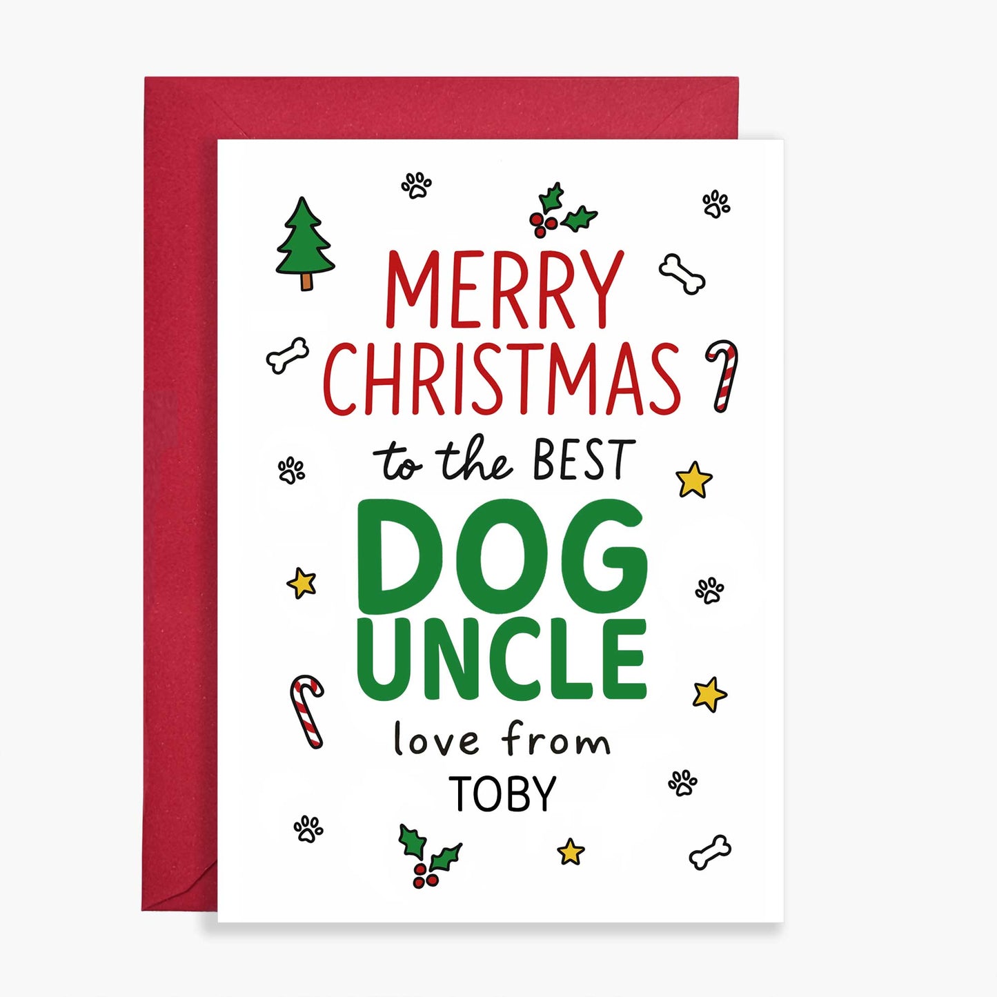 Personalised Dog Uncle Christmas Card