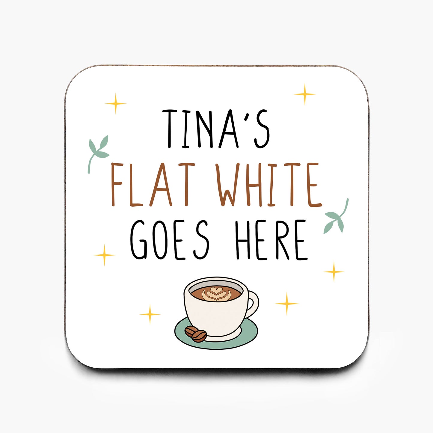 Personalised Flat White Coffee Coaster