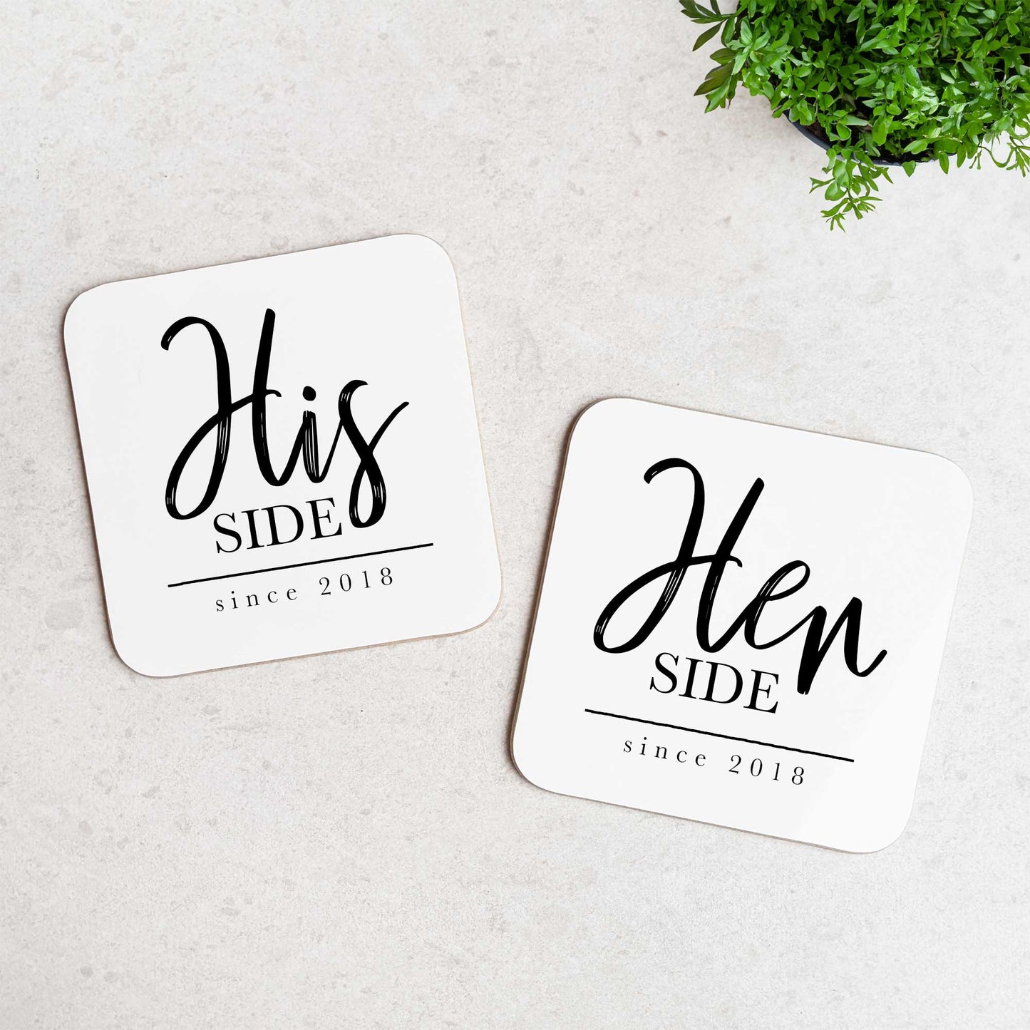 Personalised His Side | Her Side Coasters