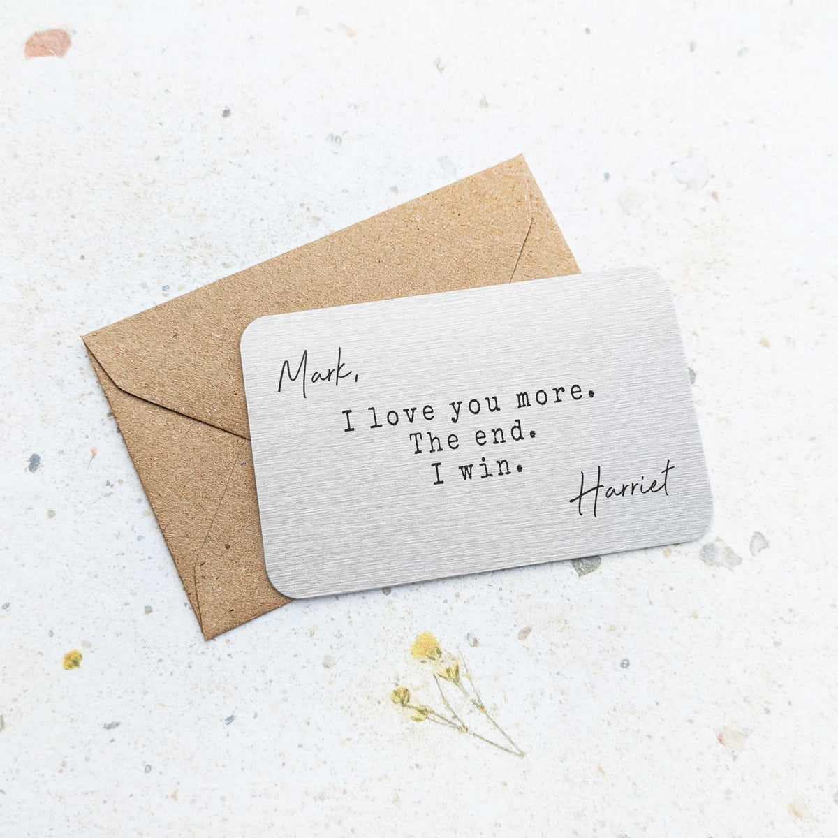 Personalised 'I Love You More' Wallet Card