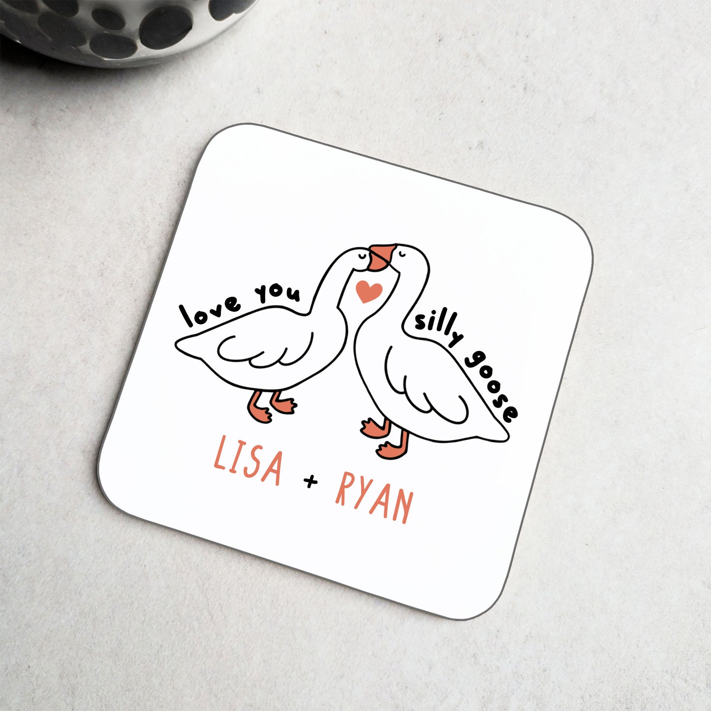 Personalised Geese In Love Coaster