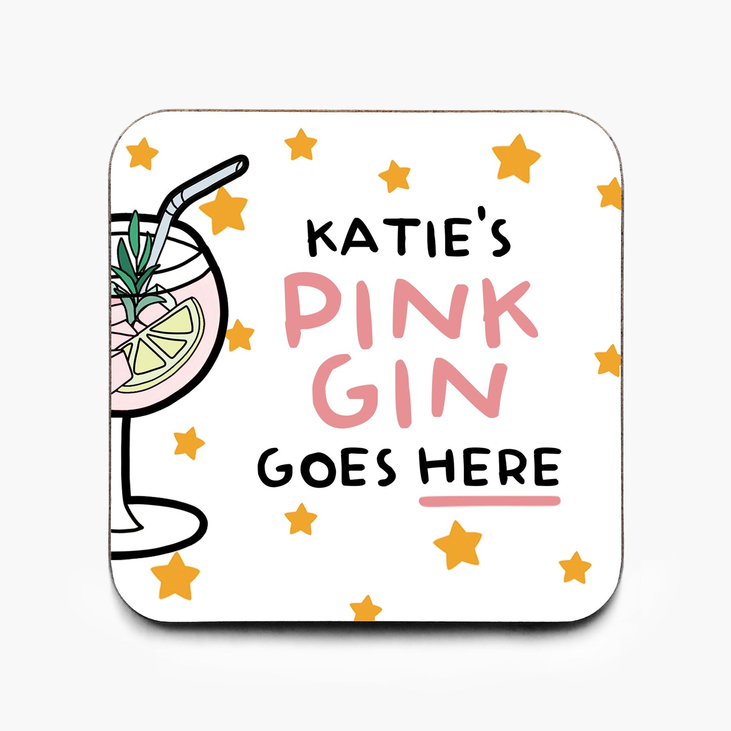 Personalised Pink Gin Coaster