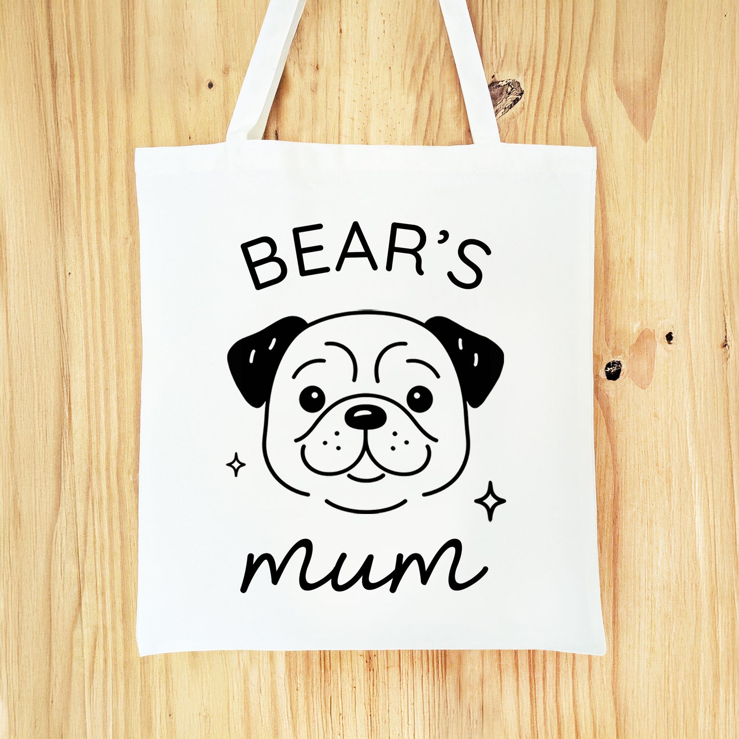 Personalised Pug Mum Tote Bag