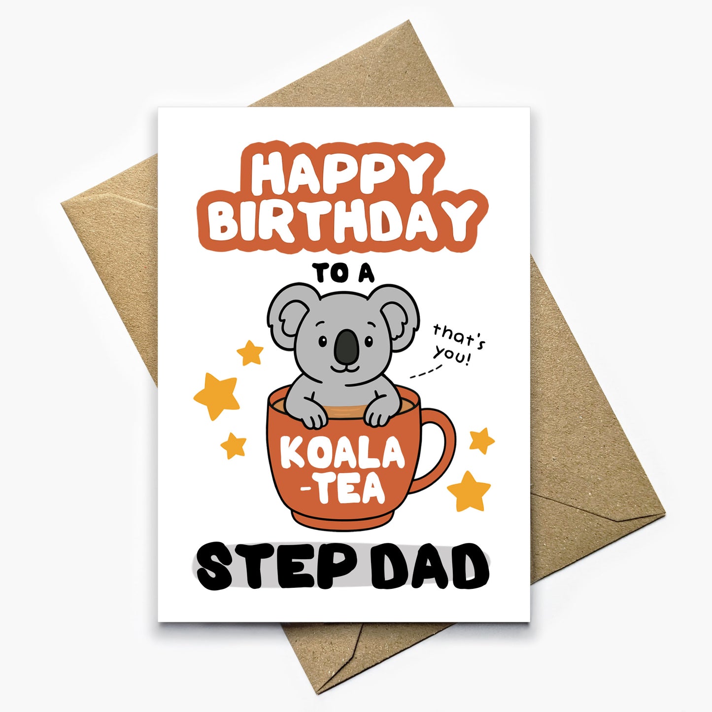 Koala-Tea Step Dad Birthday Card