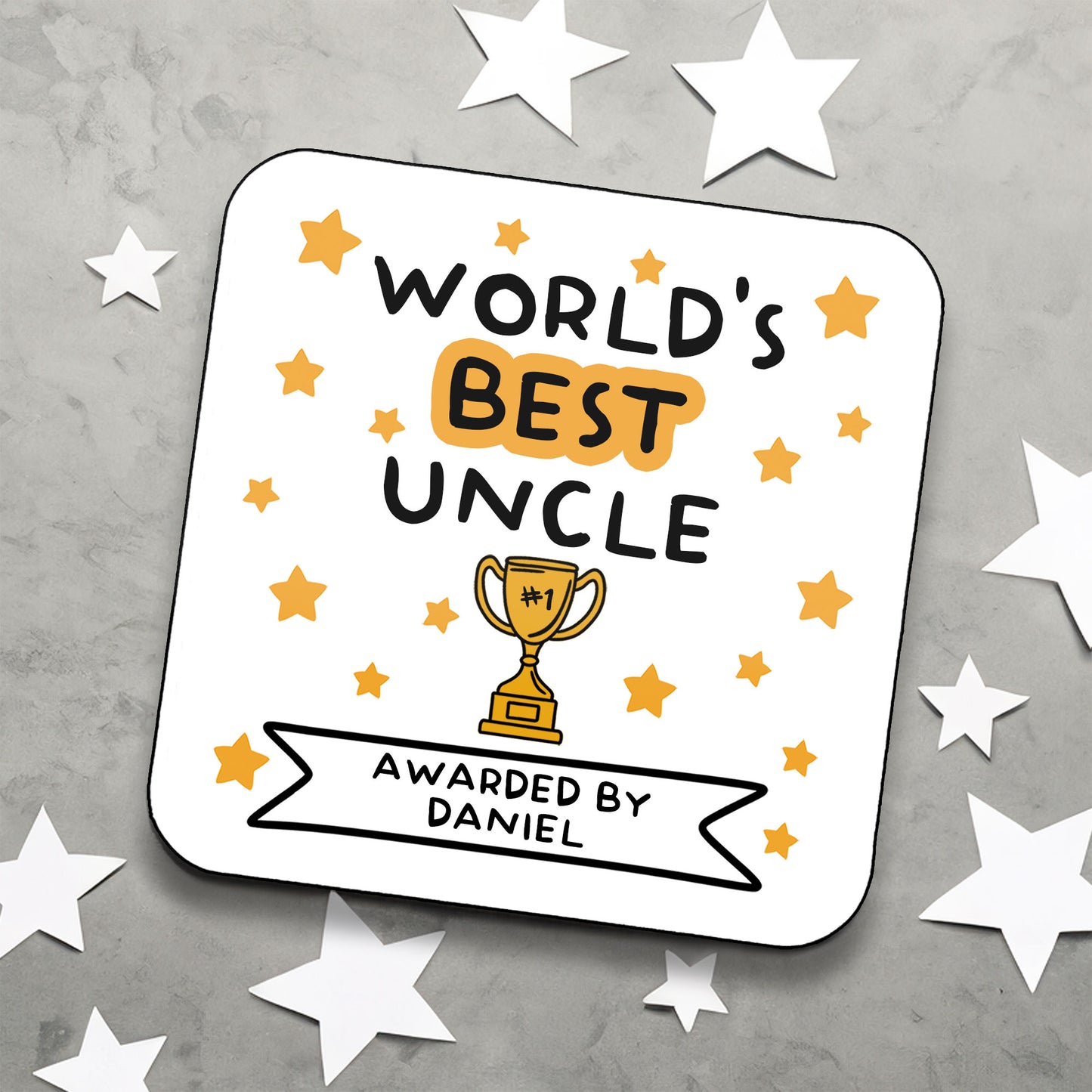 Personalised World's Best Uncle Coaster