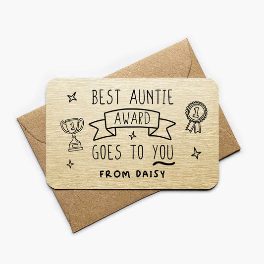 Personalised Auntie Award Wallet Card