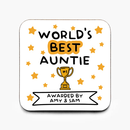 Personalised World's Best Auntie Coaster