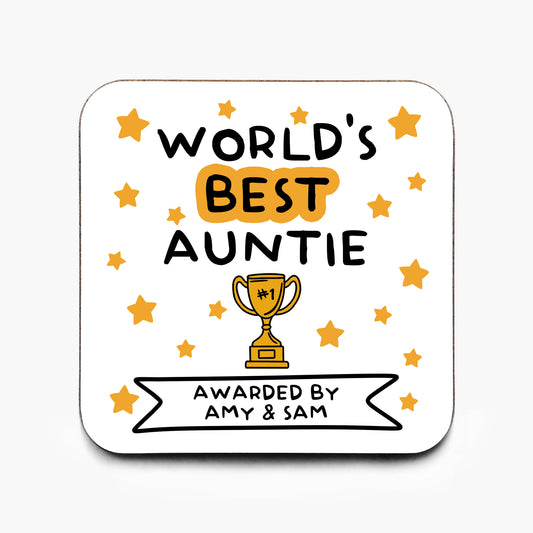 Personalised World's Best Auntie Coaster