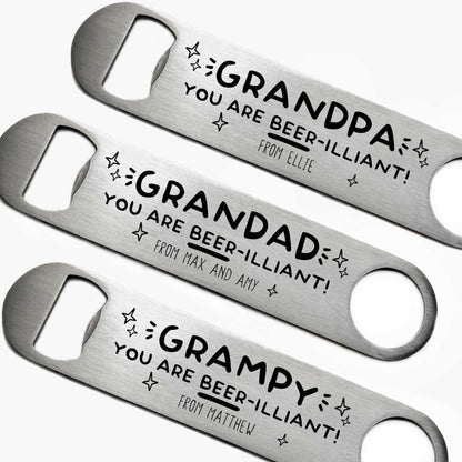 Personalised Beer-illiant Grandad Bottle Opener