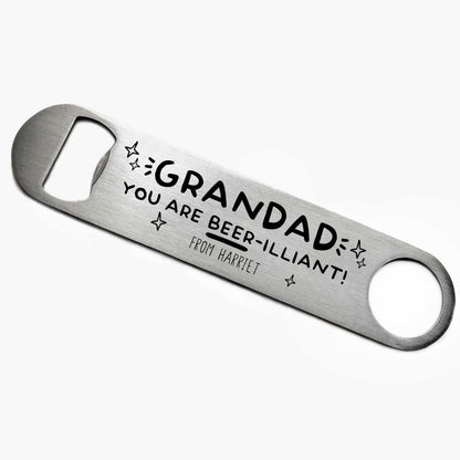 Personalised Beer-illiant Grandad Bottle Opener