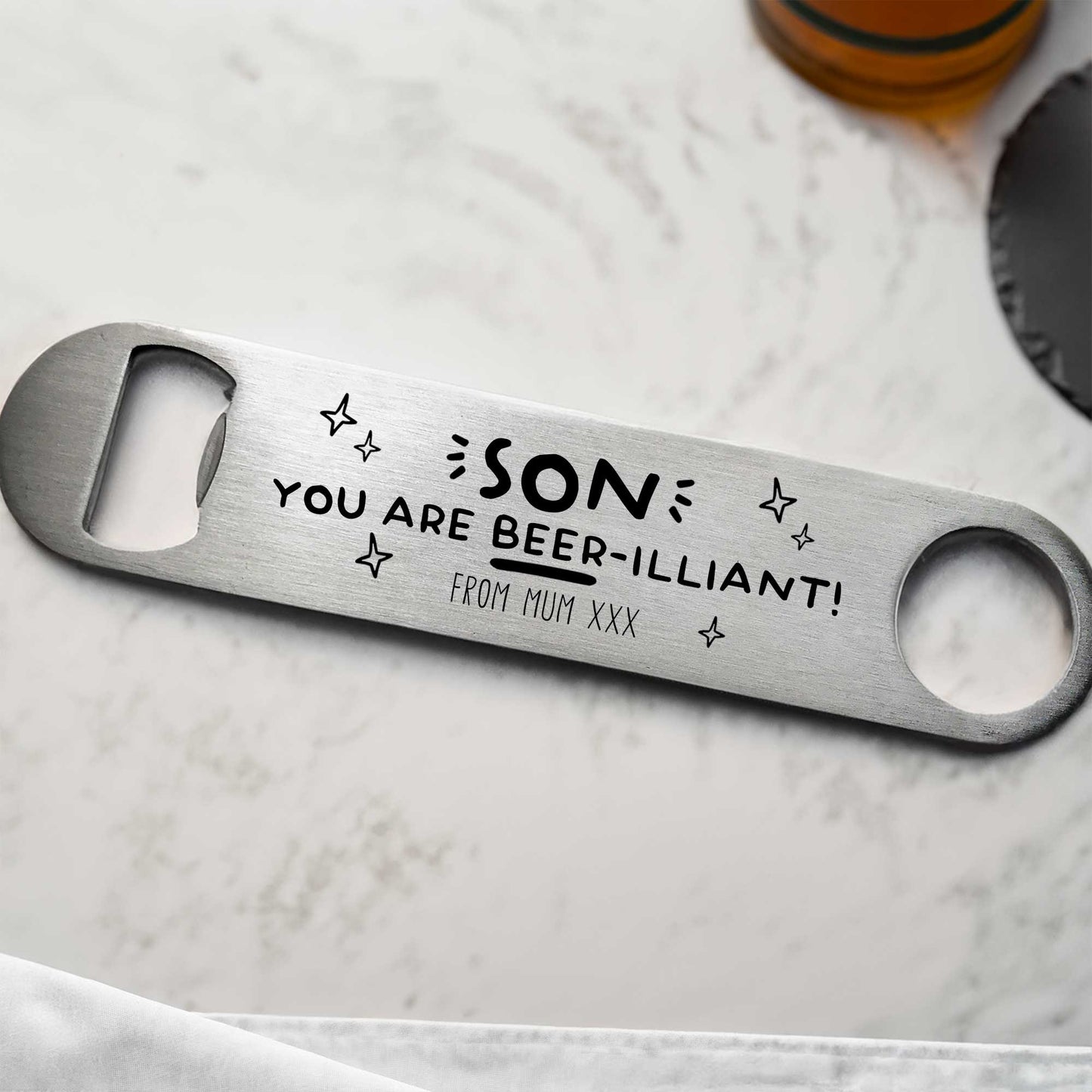 Personalised Beer-illiant Son Bottle Opener