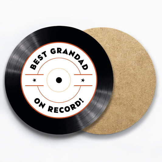 Personalised Best Grandad On Record Coaster