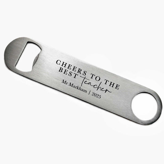 Personalised Cheers Best Teacher Bottle Opener