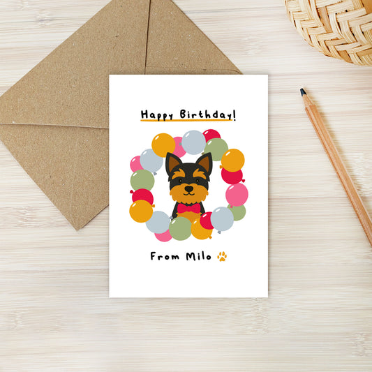 Personalised Yorkie Birthday Card