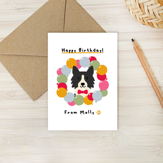 Personalised Border Collie Birthday Card