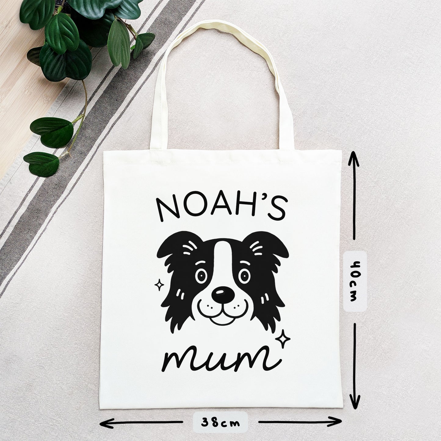 Personalised Border Collie Mum Tote Bag