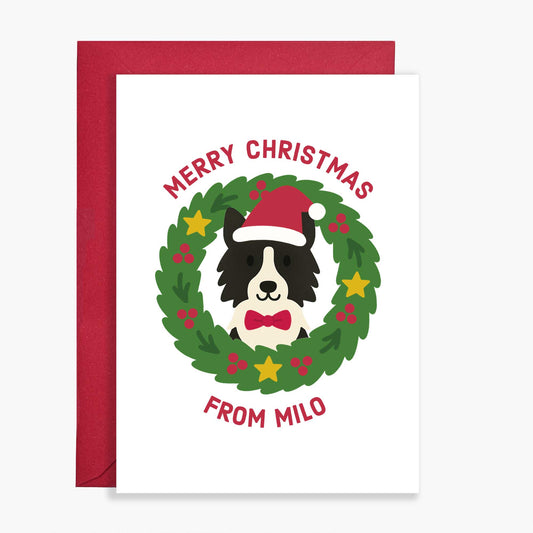 Personalised Border Collie Christmas Card