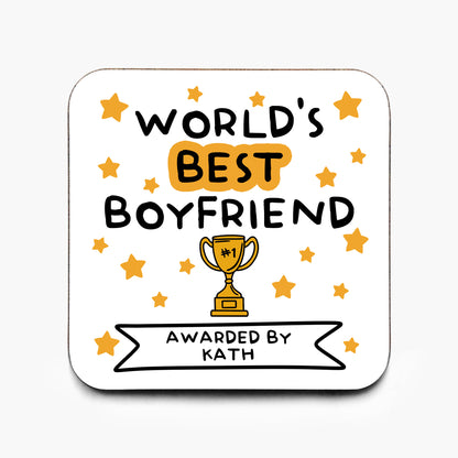 Personalised World's Best Boyfriend Coaster