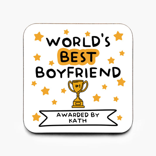 Personalised World's Best Boyfriend Coaster