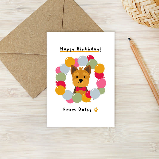 Personalised Yorkie Birthday Card