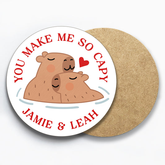 Personalised Capybaras In Love Coaster