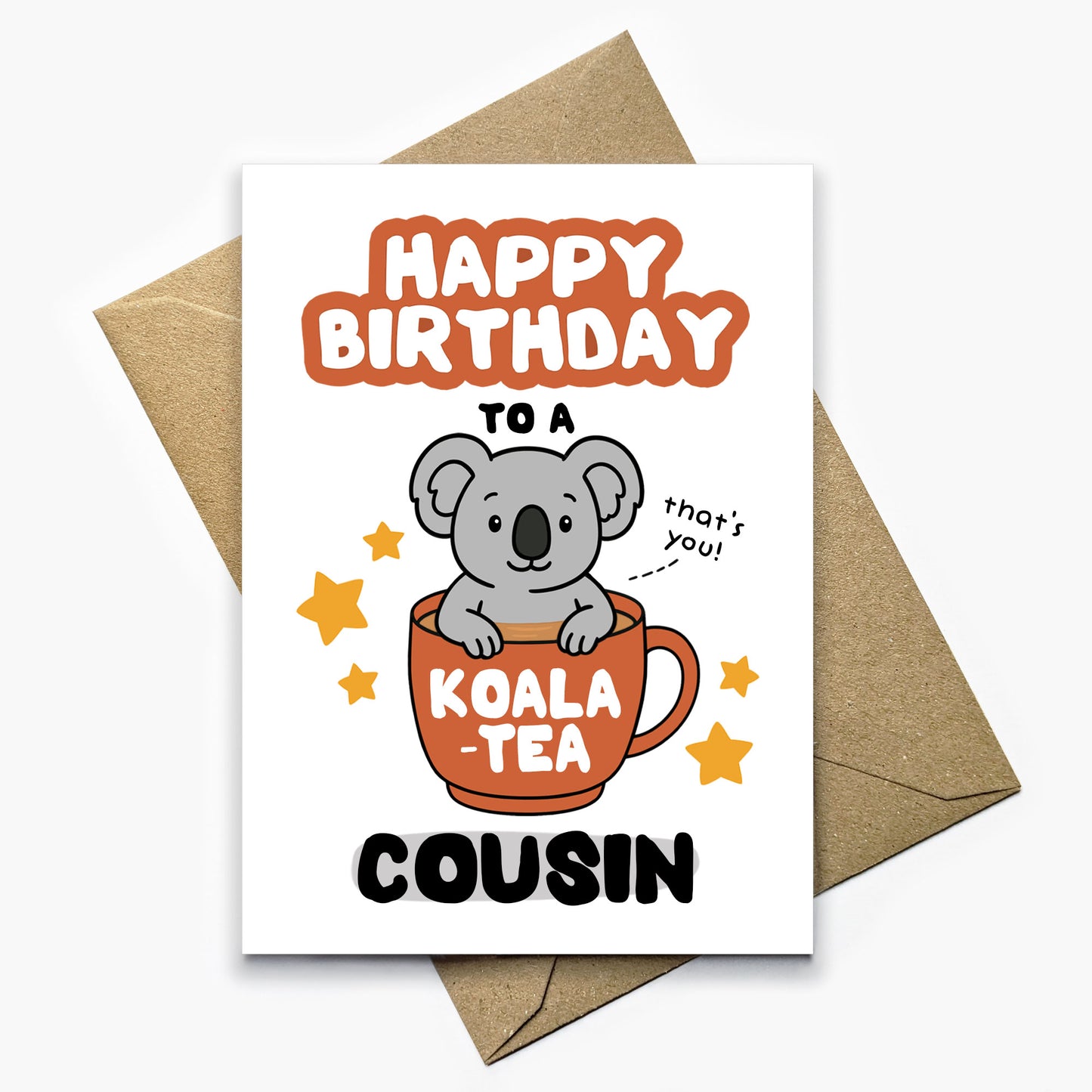 Koala-Tea Cousin Birthday Card