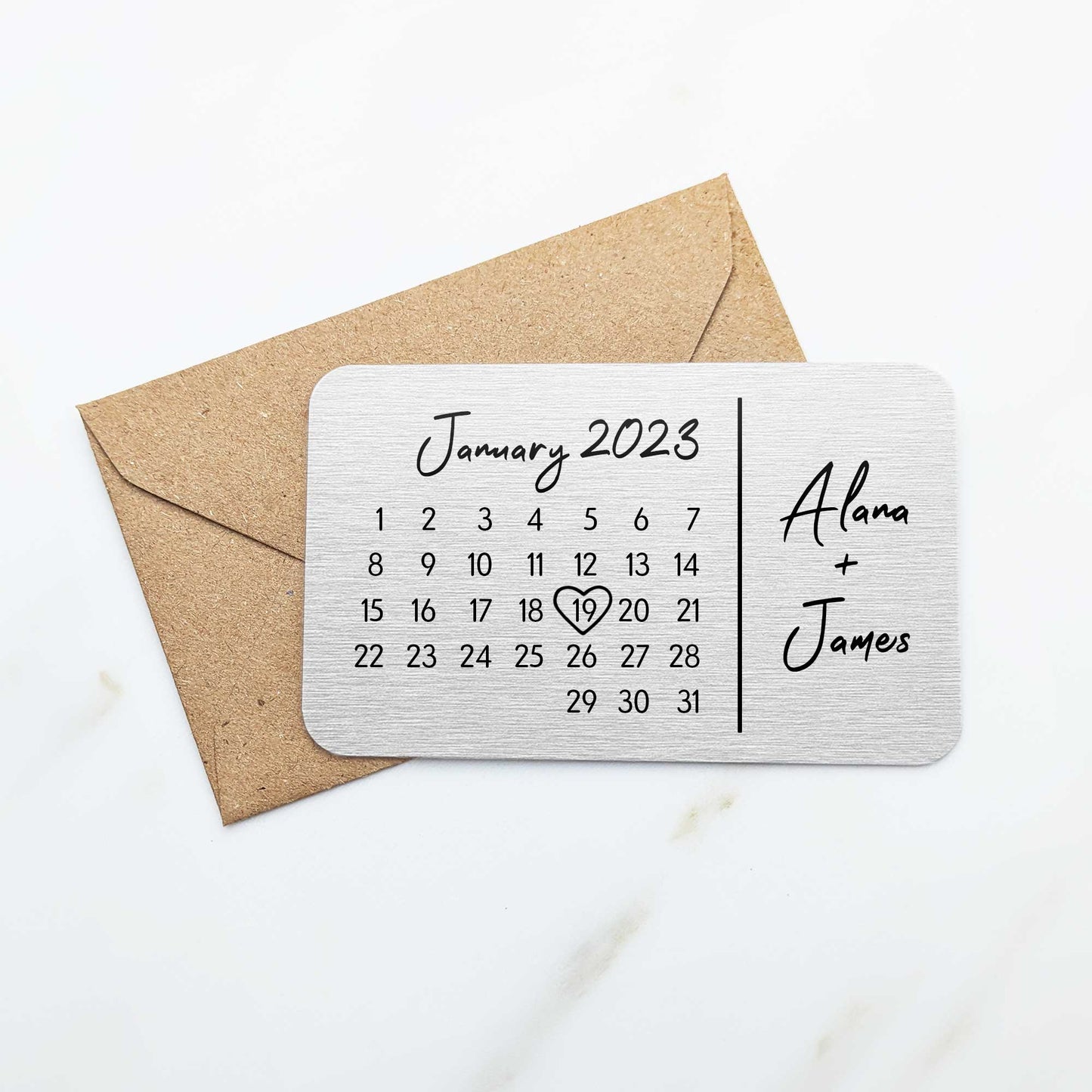 Personalised Calendar + Names Wallet Card
