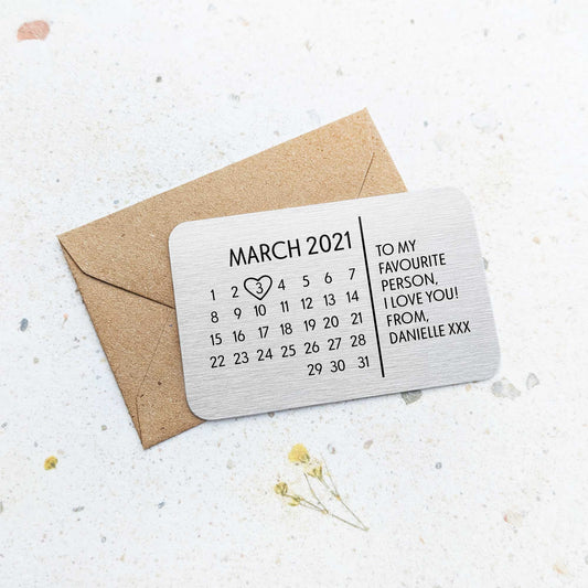 Personalised Calendar + Message Wallet Card
