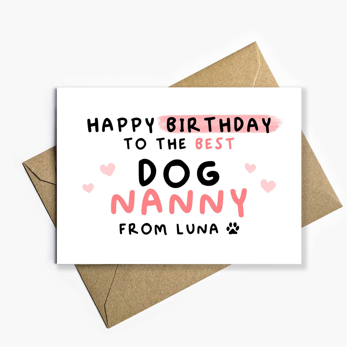 Personalised Birthday Card For Dog Nanny