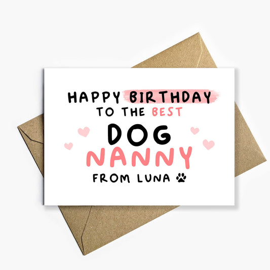 Personalised Birthday Card For Dog Nanny