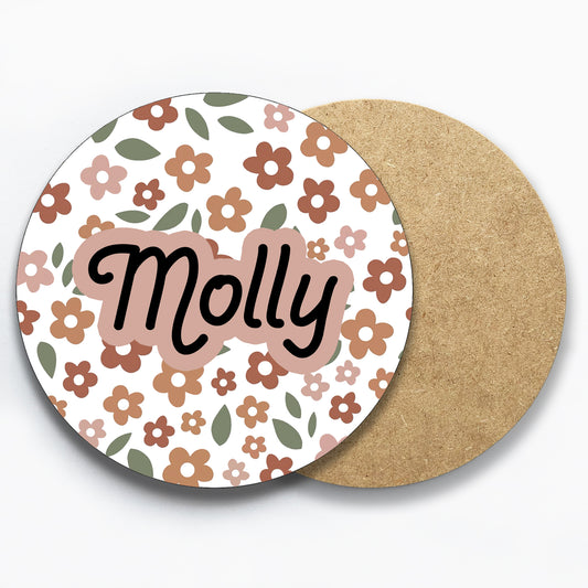 Personalised Floral Name Coaster