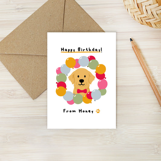 Personalised Golden Retriever Birthday Card