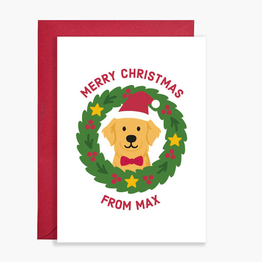 Personalised Golden Retriever Christmas Card