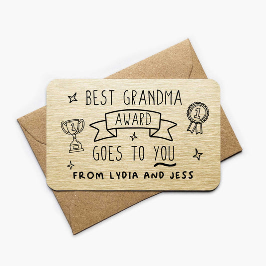 Personalised Grandma Award Wallet Card