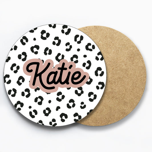 Personalised Leopard Print Name Coaster