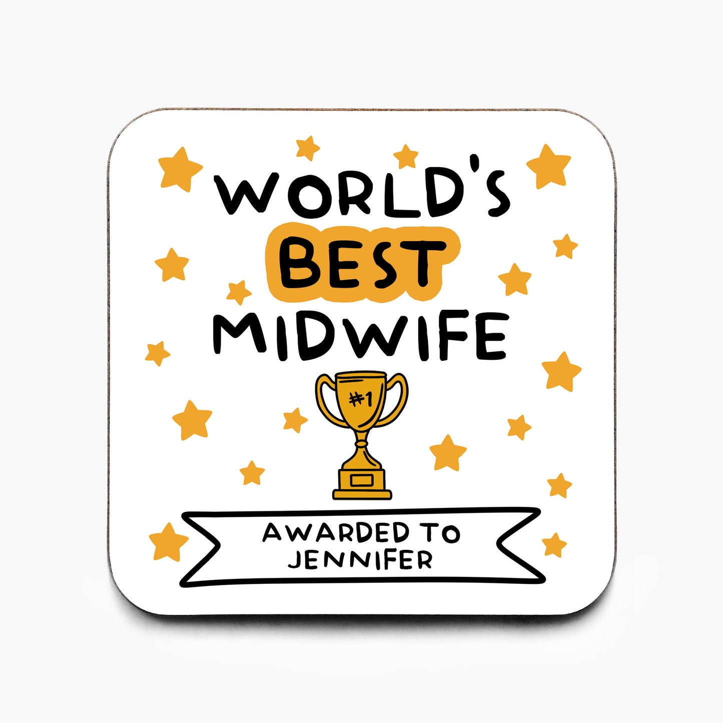 Personalised World's Best Midwife Coaster