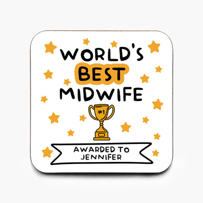 Personalised World's Best Midwife Coaster