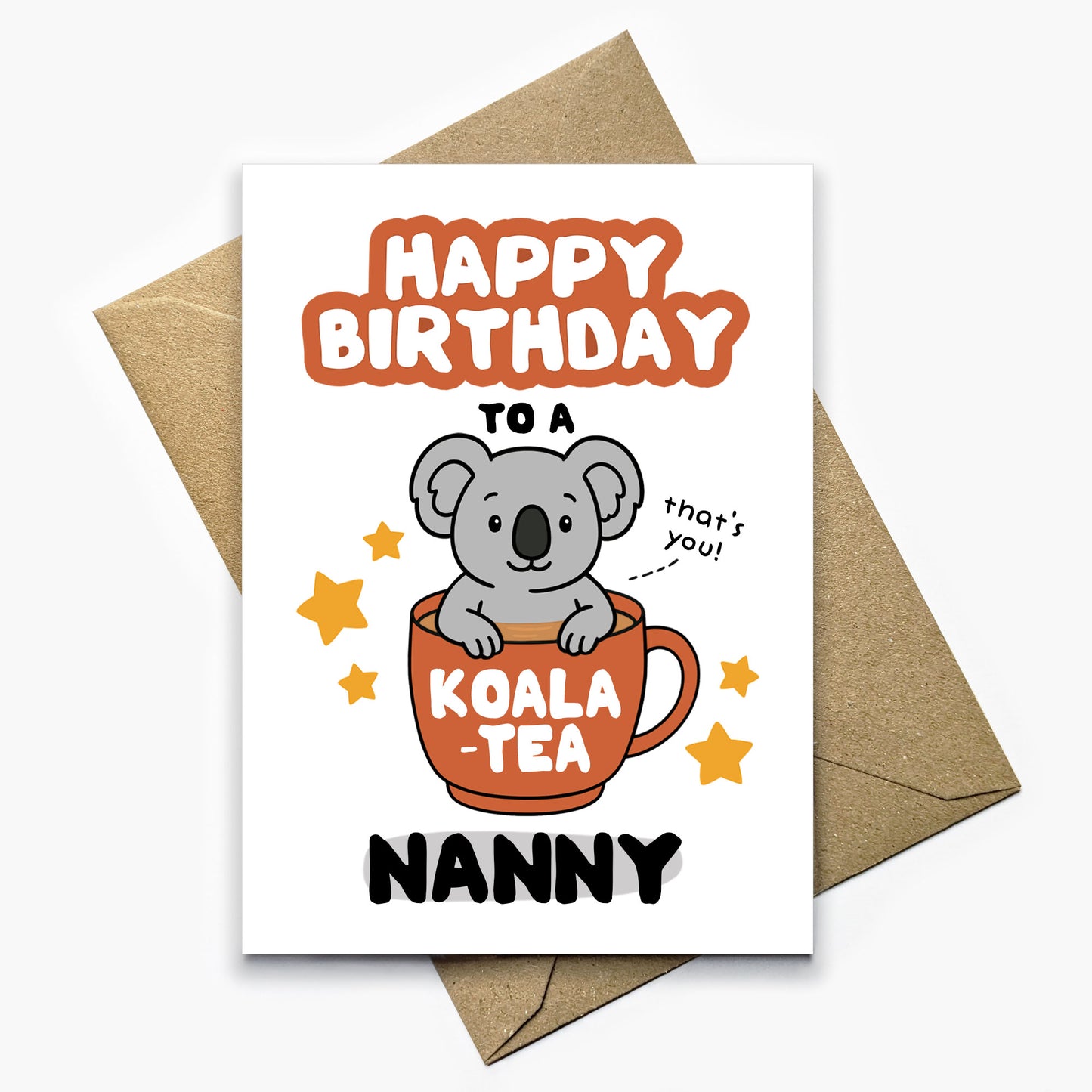 Koala-Tea Nanny Birthday Card