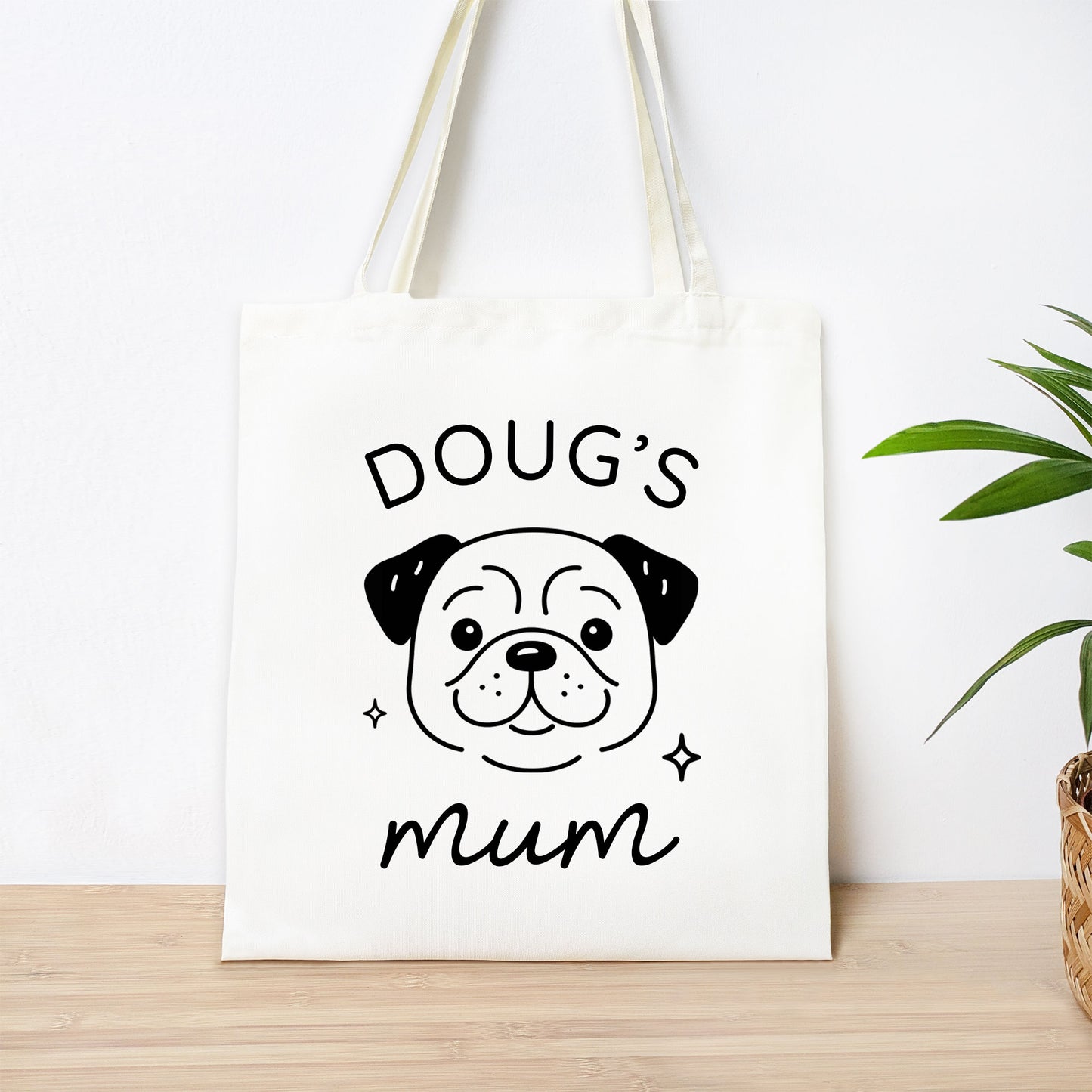 Personalised Pug Mum Tote Bag