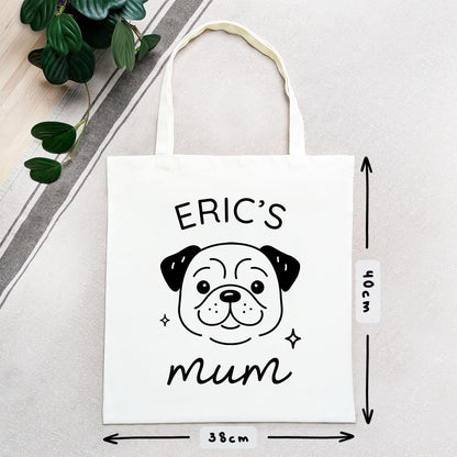 Personalised Pug Mum Tote Bag