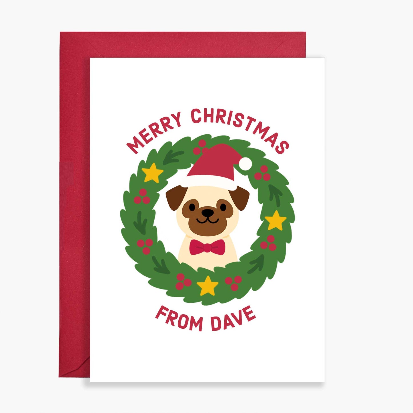 Personalised Pug Christmas Card