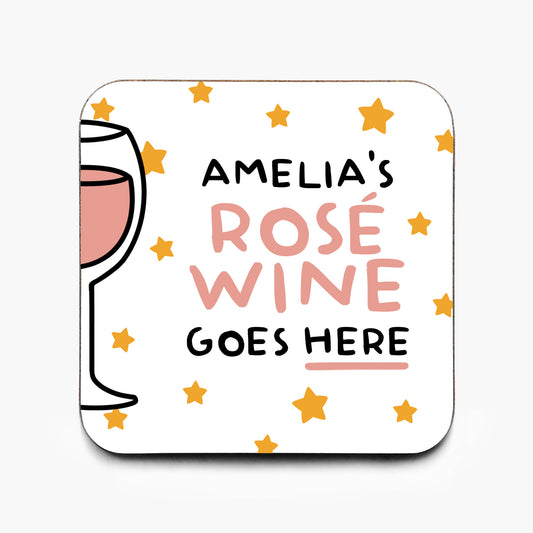 Personalised Rose Wine Coaster