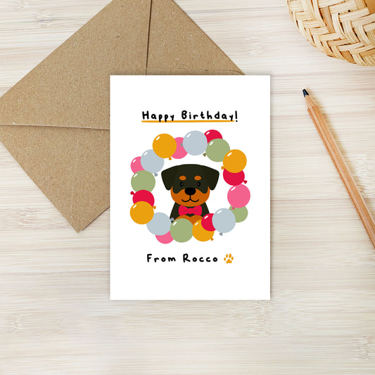 Personalised Rottweiler Birthday Card