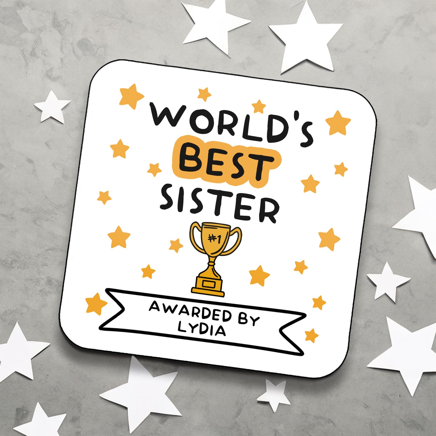 Personalised World's Best Sister Coaster