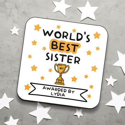 Personalised World's Best Sister Coaster
