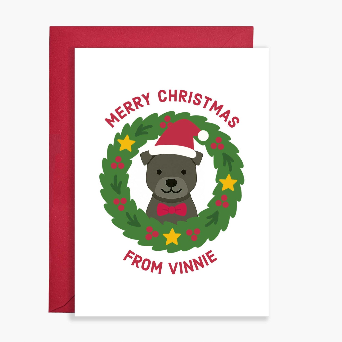 Personalised Staffordshire Bull Terrier Christmas Card