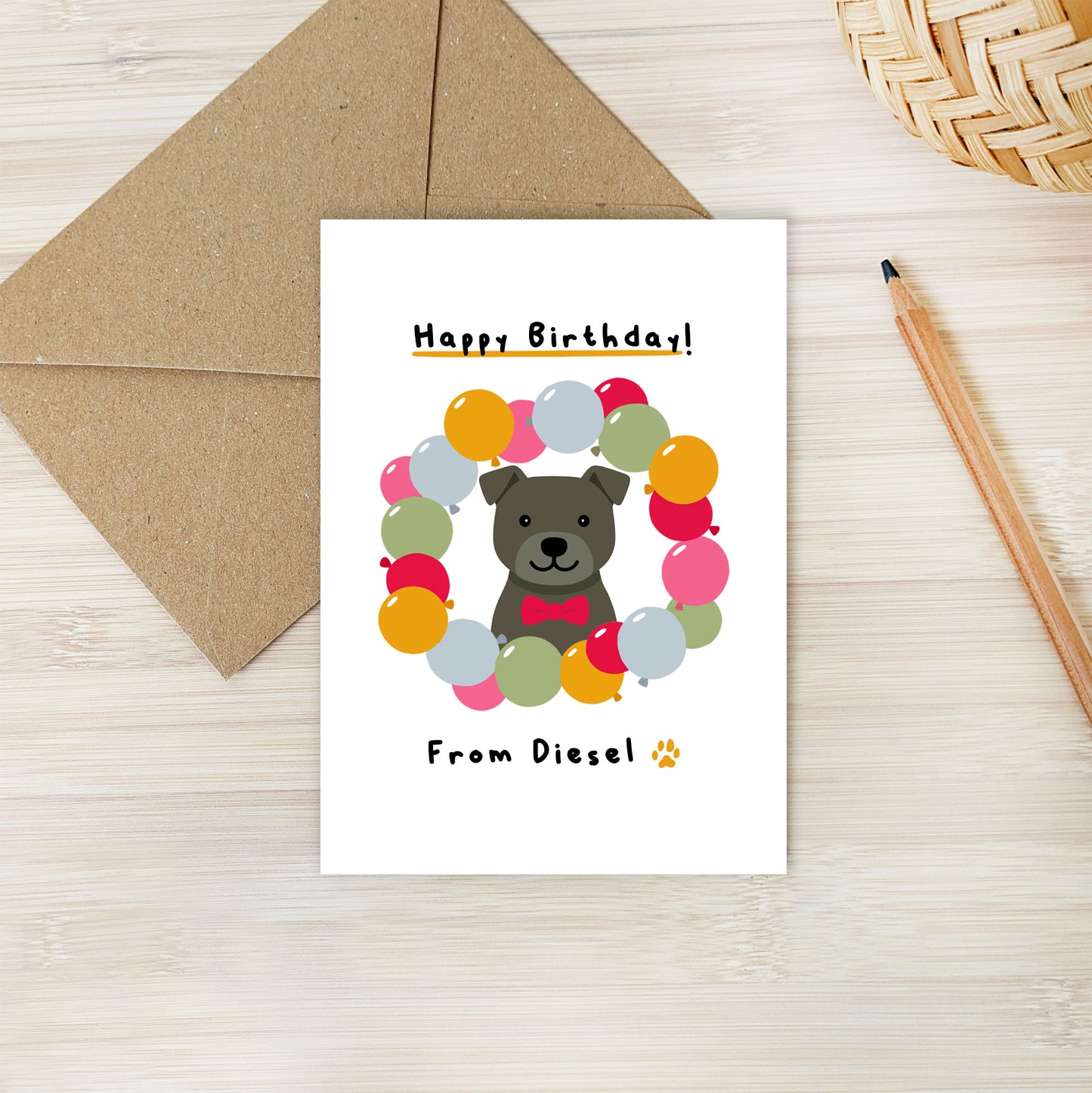 Personalised Staffy Birthday Card