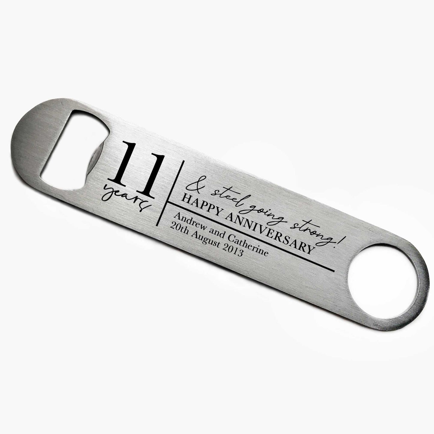 Personalised 11 Years & Steel Going Strong Bottle Opener